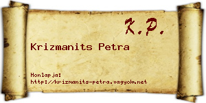 Krizmanits Petra névjegykártya